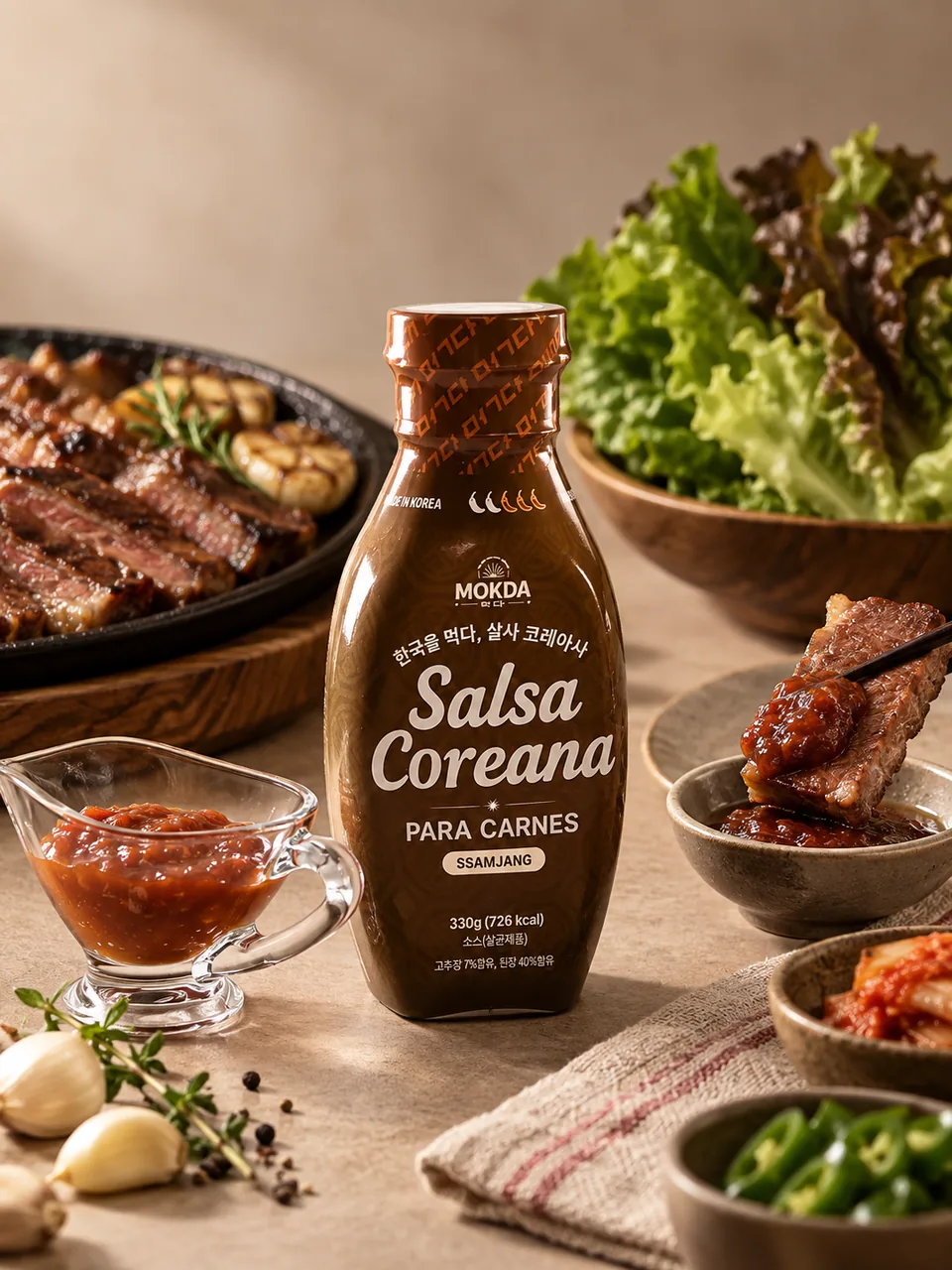 Para Carnes · 구운 고기 · 찐 고기 · 삶은 고기 · 오이 · 파프리카